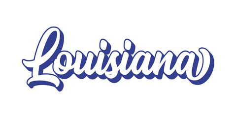 Hand sketched LOUISIANA text. 3D vintage, retro lettering for poster, sticker, flyer, header, card, clothing, wear
