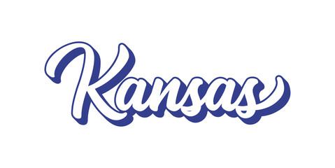 Hand sketched KANSAS text. 3D vintage, retro lettering for poster, sticker, flyer, header, card, clothing, wear