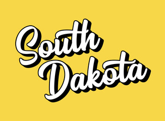 Hand sketched SOUTH DAKOTA text. 3D vintage, retro lettering for poster, sticker, flyer, header, card, clothing, wear