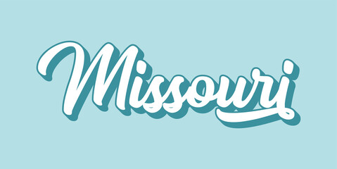 Hand sketched MISSOURI text. 3D vintage, retro lettering for poster, sticker, flyer, header, card, clothing, wear