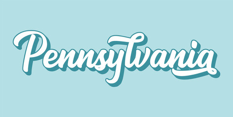 Hand sketched PENNSYLVANIA text. 3D vintage, retro lettering for poster, sticker, flyer, header, card, clothing, wear