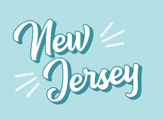 Hand sketched NEW JERSEY text. 3D vintage, retro lettering for poster, sticker, flyer, header, card, clothing, wear.