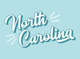 Hand sketched NORTH CAROLINA text. 3D vintage, retro lettering for poster, sticker, flyer, header, card, clothing, wear