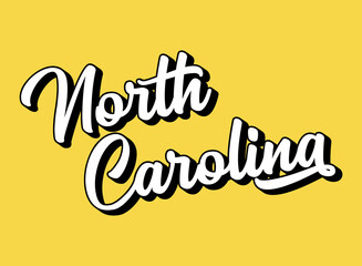 Hand sketched NORTH CAROLINA text. 3D vintage, retro lettering for poster, sticker, flyer, header, card, clothing, wear