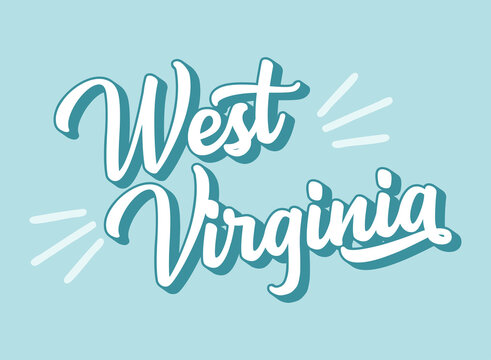 Hand sketched WEST VIRGINIA text. 3D vintage, retro lettering for poster, sticker, flyer, header, card, clothing, wear