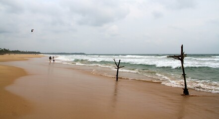 Fototapeta na wymiar Hikkaduwa Beach during a storm, Sri Lanka, South-East Asia