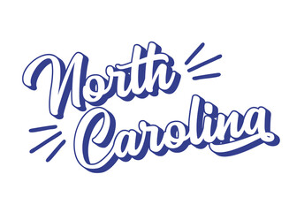 Hand sketched NORTH CAROLINA text. 3D vintage, retro lettering for poster, sticker, flyer, header, card, clothing, wear