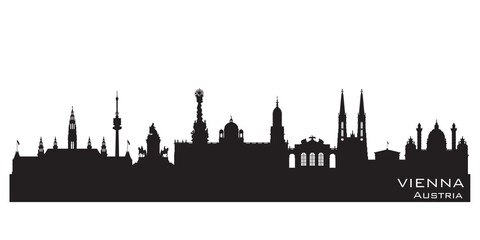 Naklejka premium Vienna Austria city skyline vector silhouette