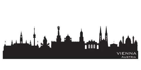 Deurstickers Vienna Austria city skyline vector silhouette © yurkaimmortal