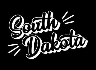 Hand sketched SOUTH DAKOTA text. 3D vintage, retro lettering for poster, sticker, flyer, header, card, clothing, wear