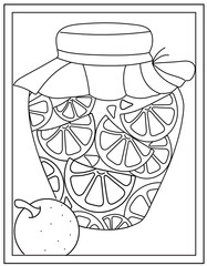 
A lemons pickle jar in editable colouring page vector 

