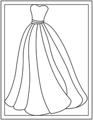 
Maxi dress coloring page design template 

