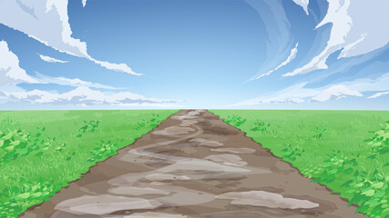 まっすぐな線路と草原の風景 背景イラスト Animation Wall Mural Animati ふわぷか