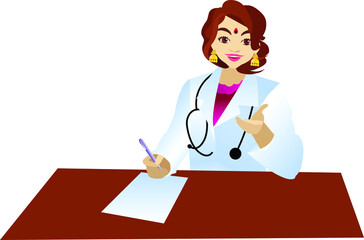 Obraz premium Illustration of an isolated Indian, a Pakistani, Asian female doctor