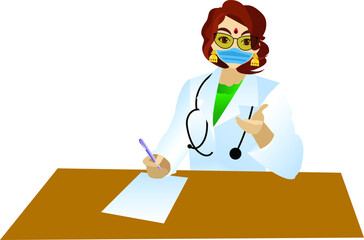 Illustration of an isolated Indian, a Pakistani, Asian female doctor