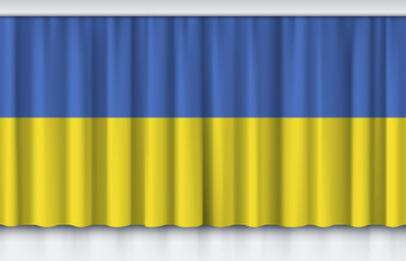 Flag of Ukraine on silk curtain, stage performance event ceremony show illustration