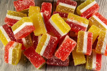 Wonderful layered fruity marmalade closeup.