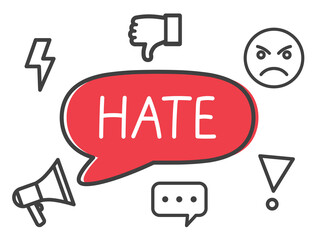 hate written in speech bubble- vector illustration