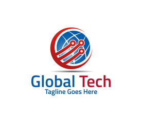 global technology logo design illustration