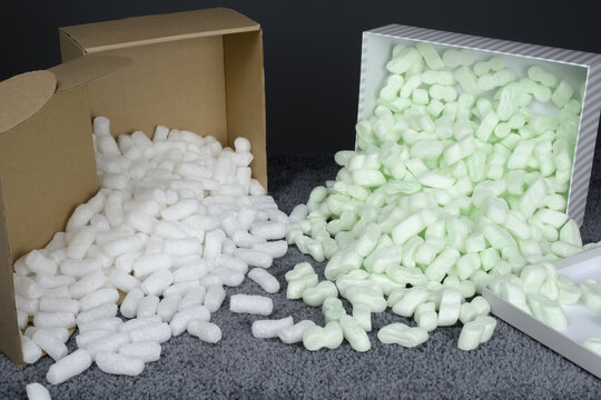 Illustrates different quality parcel packing in cardboard box,  luxury and economy packaging shipping items 
