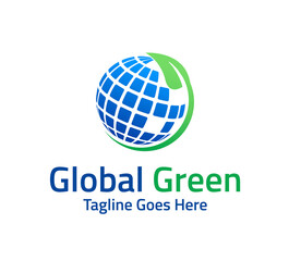 green leaf global technology logo design illustration