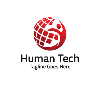 human global technology logo design illustration