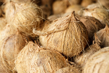 Pile Of Peeled Coconut Fruit