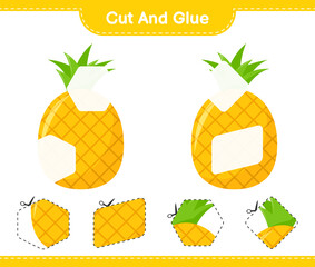Cut and glue, cut parts of Pineapple and glue them. Educational children game, printable worksheet, vector illustration