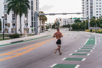 person walking on the street man road sport fitness morning 