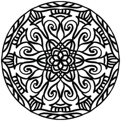 abstract folk style ornaments forming a mandala for coloring on a white background, vector, mandala