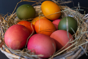 colorful easter eggs close up