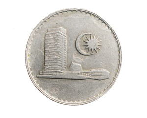 Malaysia twenty sen coin on white isolated background © Krzysztof Bubel