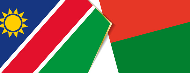 Namibia and Madagascar flags, two vector flags.