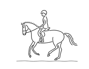 Fototapeta na wymiar Cute cartoon horse and rider. Hand drawn doodle vector illustration.