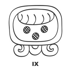Vector icon with Glyph from Maya calendar Tzolkin. Calendar day symbol Ix