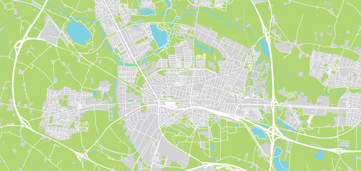 Fototapeta premium Urban vector city map of Herning, Denmark