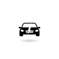 Electric car icon with shadow