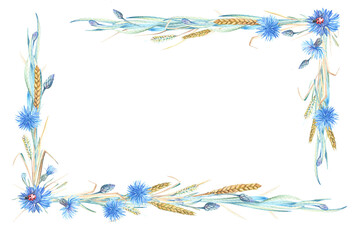 ectangular frame of blue
cornflowers and ears