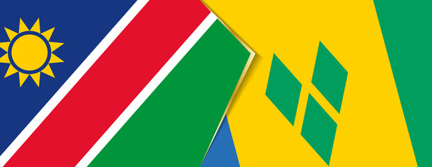 Namibia and Saint Vincent and the Grenadines flags, two vector flags.