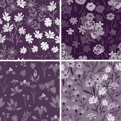 Purple floral patterns