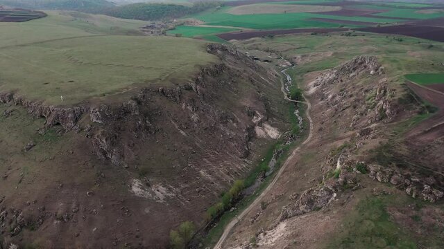 Gorge between two toltres near the Trinca village, Moldova