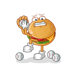 burger baseball pitcher cartoon. cartoon mascot vector