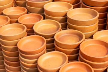 Traditional Georgian clay pottery for sale in the village of Shrosha