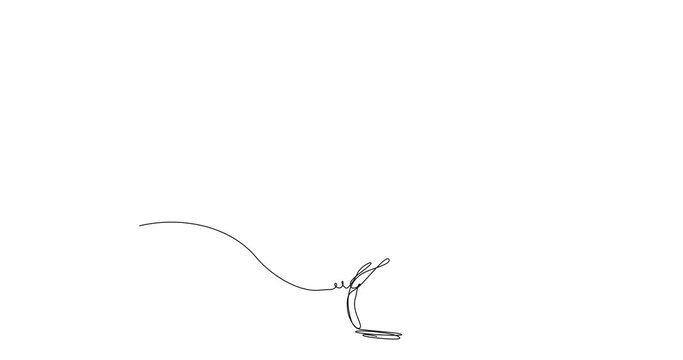 Self drawing animation of continuous line drawing of a goose. Farm animals concept.Black line on white background, isolated drawing	