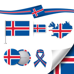 Iceland Flag with elements