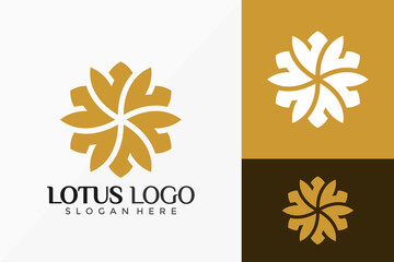 Fototapeta na wymiar Luxury Lotus Floral Logo Vector Design. Abstract emblem, designs concept, logos, logotype element for template.