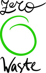 logo for the concept of zero waste with a green circle in modern lettering style, use as a sticker, sign, icon, element for presentation, emblem of Refuse Reduce Reuse Recycle 