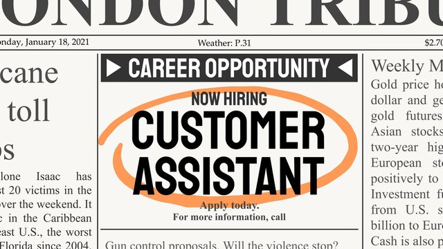 Customer assistant job offer