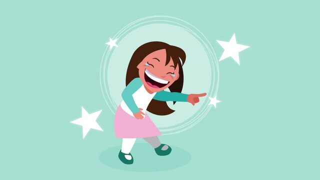 little girl giggling with stars