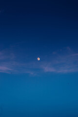 moon in blue sky portrait